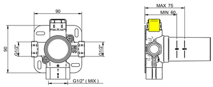 Rubinetterie Treemme 3M Showers & Thermostatics RWIT 75D5 CC 15 + RWIT 7AD5 ZZ 01 Rubinetto D'Arresto Deviatore Incasso 2 Uscite Monoforo Installazione Parete 1 Manopola Materiale Ottone Finitura Cromata Parte Interna Esterna Incluse