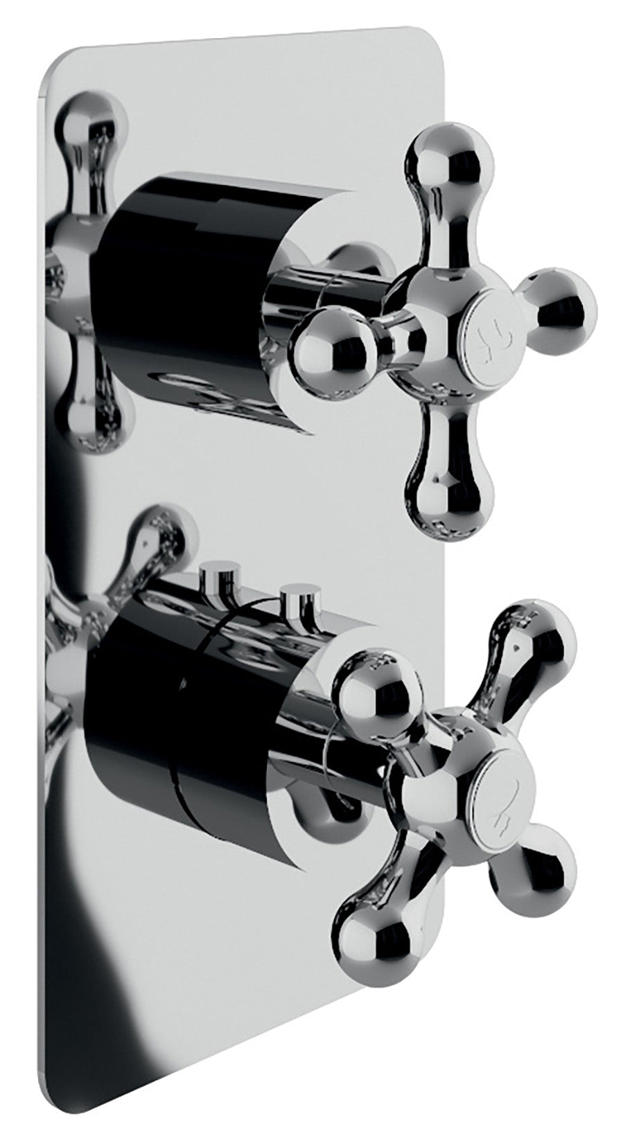 Rubinetterie Treemme 3M ROMANTICA RWIT 8A46 CC 51 + RWIT 8A46 ZZ 20 Miscelatore Doccia Termostatico Incasso Con Deviatore A 2 Uscite Materiale Ottone Finitura Cromata