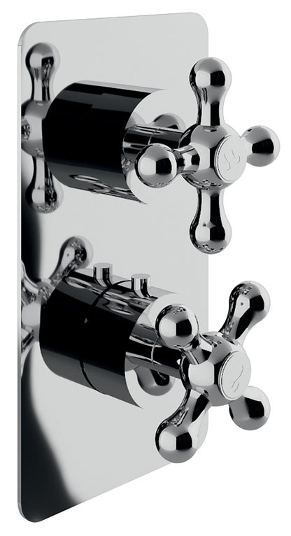 Rubinetterie Treemme 3M ROMANTICA RWIT 8A46 CC 51 + RWIT 8A46 ZZ 20 Miscelatore Doccia Termostatico Incasso Con Deviatore A 2 Uscite Materiale Ottone Finitura Cromata