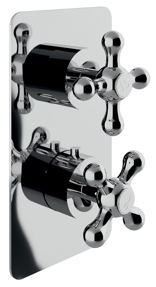 Rubinetterie Treemme 3M ROMANTICA RWIT 8A46 CC 51 + RWIT 8A46 ZZ 20 Miscelatore Doccia Termostatico Incasso Con Deviatore A 2 Uscite Materiale Ottone Finitura Cromata