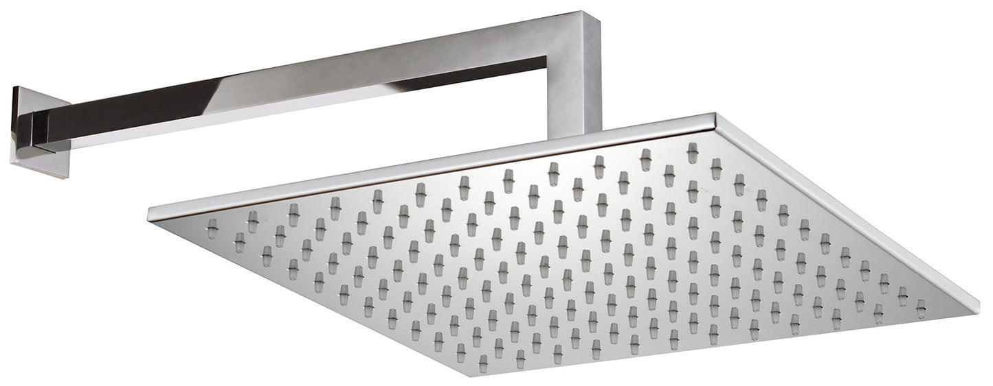 Rubinetterie Treemme SHOWERS & THERMOSTATICS Soffione Doccia A Parete Quadro In Metallo 305x305 mm Anticalcare Con Braccio Doccia 310 mm Materiale Ottone Finitura Cromata
