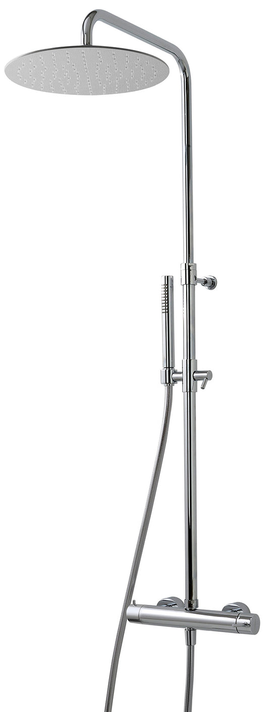 Rubinetterie Treemme SHOWERS & THERMOSTATICS Gruppo Colonna Doccia Attrezzata Multifunzione Miscelatore Meccanico Finitura Cromata Con Doccetta E Soffione Anticalcare In Metallo Diametro Ø 300 mm Valvola Di Sicurezza