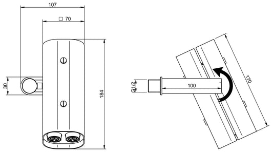 Rubinetterie Treemme SHOWERS & THERMOSTATICS Soffione Doccia a Parete Anticalcare Misura 70x184 mm Forma Rettangolare A Telecamera Funzione Acqua 2 Nebulizzatori Materiale Acciaio Inox Ottone ABS Finitura Cromata 2 Portate da 12 Litri Al Minuto