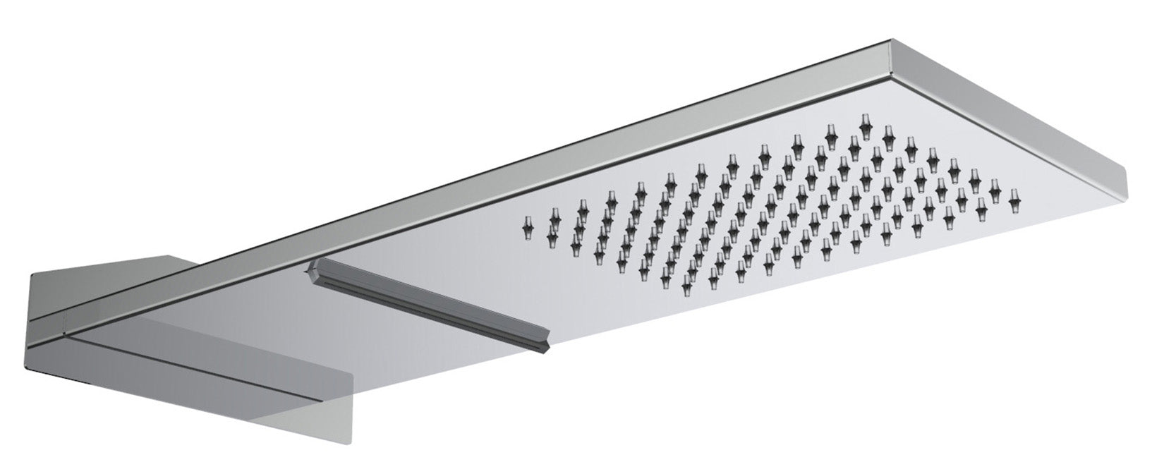 Rubinetterie Treemme Showers & Thermostatics Soffione Doccia A Parete a Mensola Rettangolare Lunghezza 470 mm Larghezza 170 mm Getto a Pioggia e Cascata Stile Moderno Materiale Acciaio Inox Finitura Cromato