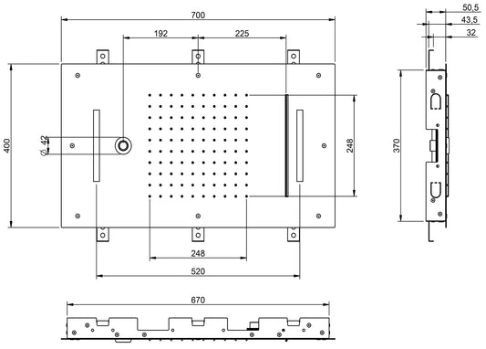 Rubinetterie Treemme SHOWERS & THERMOSTATICS Soffione Doccia A Soffitto Misura 700x400 mm Forma Rettangolare Funzione Acqua Pioggia Cascata Getto Cromoterapia Materiale Acciaio Inox Finitura Cromata Incluso di Tastierino Comandi Fashion