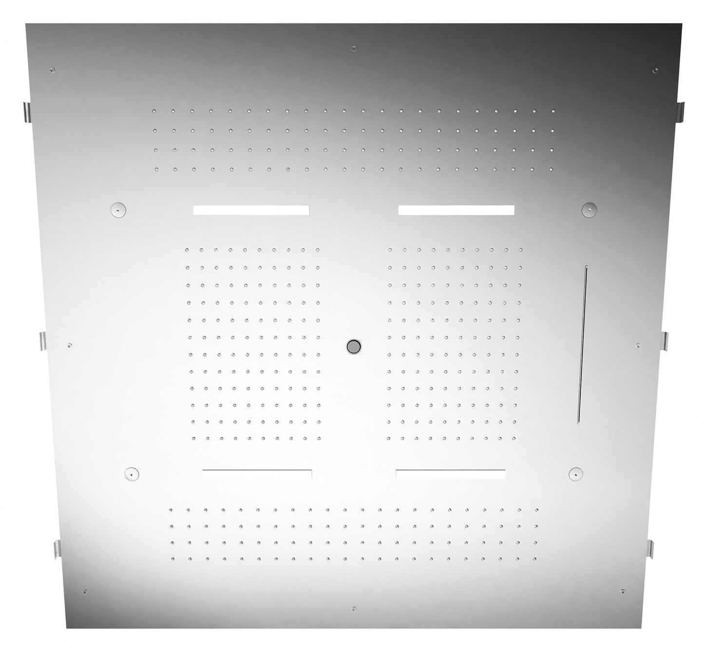 Rubinetterie Treemme SHOWERS & THERMOSTATICS Soffione Doccia a Soffitto Misura 950x950 mm Forma Quadrata Funzione Acqua Pioggia Cascata Nebulizzatori Getto Cromoterapia Materiale Acciaio Inox Finitura Cromata Incluso di Tastierino Comandi Fashion