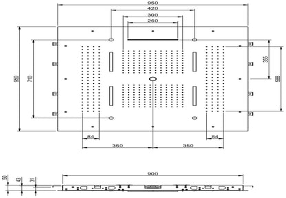 Rubinetterie Treemme SHOWERS & THERMOSTATICS Soffione Doccia a Soffitto Misura 950x950 mm Forma Quadrata Funzione Acqua Pioggia Cascata Nebulizzatori Getto Cromoterapia Materiale Acciaio Inox Finitura Cromata Incluso di Tastierino Comandi Fashion