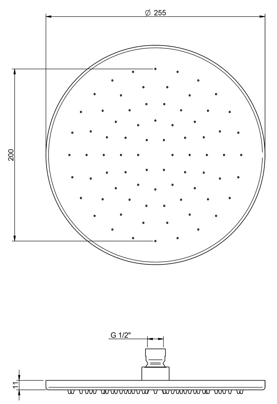 Rubinetterie Treemme SHOWERS & THERMOSTATICS Soffione Doccia Misura Diametro Ø 255 mm Forma Rotonda Funzione Acqua Pioggia Materiale Metallo Finitura Cromata Portata 9 Litri Al Minuto Valvola Di Sicurezza