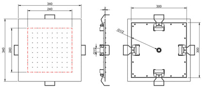 Rubinetterie Treemme SHOWERS & THERMOSTATICS Soffione Doccia Per Controsoffitto A Soffitto Misura 340x340 mm Forma Quadrata Funzione Acqua Pioggia Materiale Acciaio Inox Finitura Cromata Portata 9 Litri Al Minuto