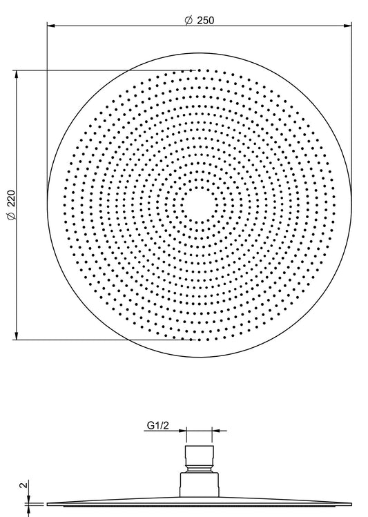 Rubinetterie Treemme SHOWERS & THERMOSTATICS Soffione Doccia Misura Diametro Ø 250 mm Forma Rotonda Funzione Acqua Pioggia Materiale Metallo Finitura Cromata Portata 9 Litri Al Minuto Funziona a Bassa Pressione