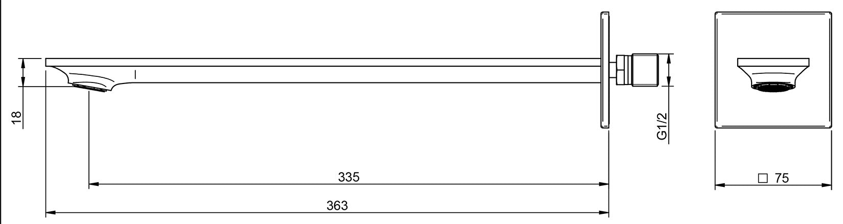 Rubinetterie Treemme Showers & Thermostatics Soffione Doccia A Parete Rettangolare A Mensola Lunghezza 363 mm Getto a Pioggia Stile Moderno Materiale Ottone Finitura Cromato