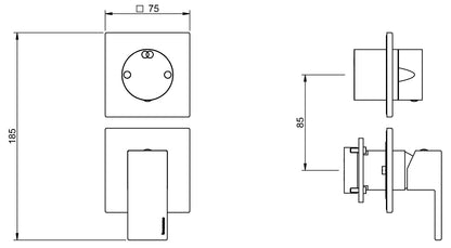 Rubinetterie Treemme SHOWERS & THERMOSTATICS Miscelatore Monocomando Meccanico Doccia Con Deviatore A 2 Uscite Senza Piastra Materiale Ottone Finitura Cromata