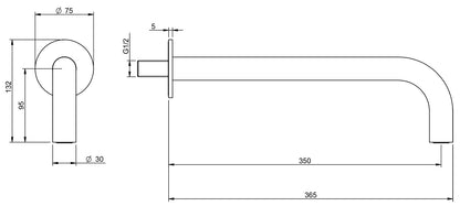 Rubinetterie Treemme Showers & Thermostatics Soffione Doccia A Parete A Canna A Braccio Lunghezza 365 mm Altezza 95 mm Getto a Pioggia Stile Moderno Materiale Ottone Finitura Cromato