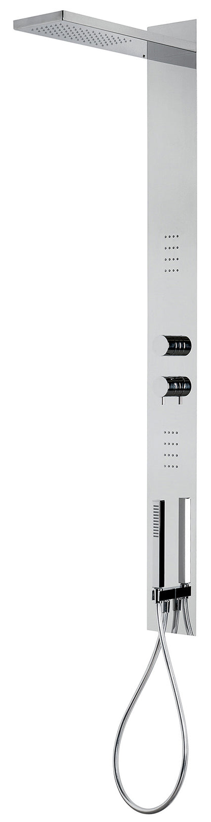 Rubinetterie Treemme SHOWERS & THERMOSTATICS Colonna Gruppo Doccia Attrezzata Multifunzione Miscelatore Meccanico Doccetta Soffione Anticalcare Idromassaggio Idro Finitura Cromata Per Rivestimento in Marmo Grandi Spessore Parte Interna ed Esterna Incluse