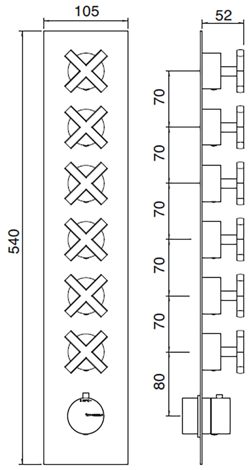 Rubinetterie Treemme SHOWERS & THERMOSTATICS Miscelatore Doccia Termostatico Incasso 6 Uscite Materiale Ottone Finitura Cromata
