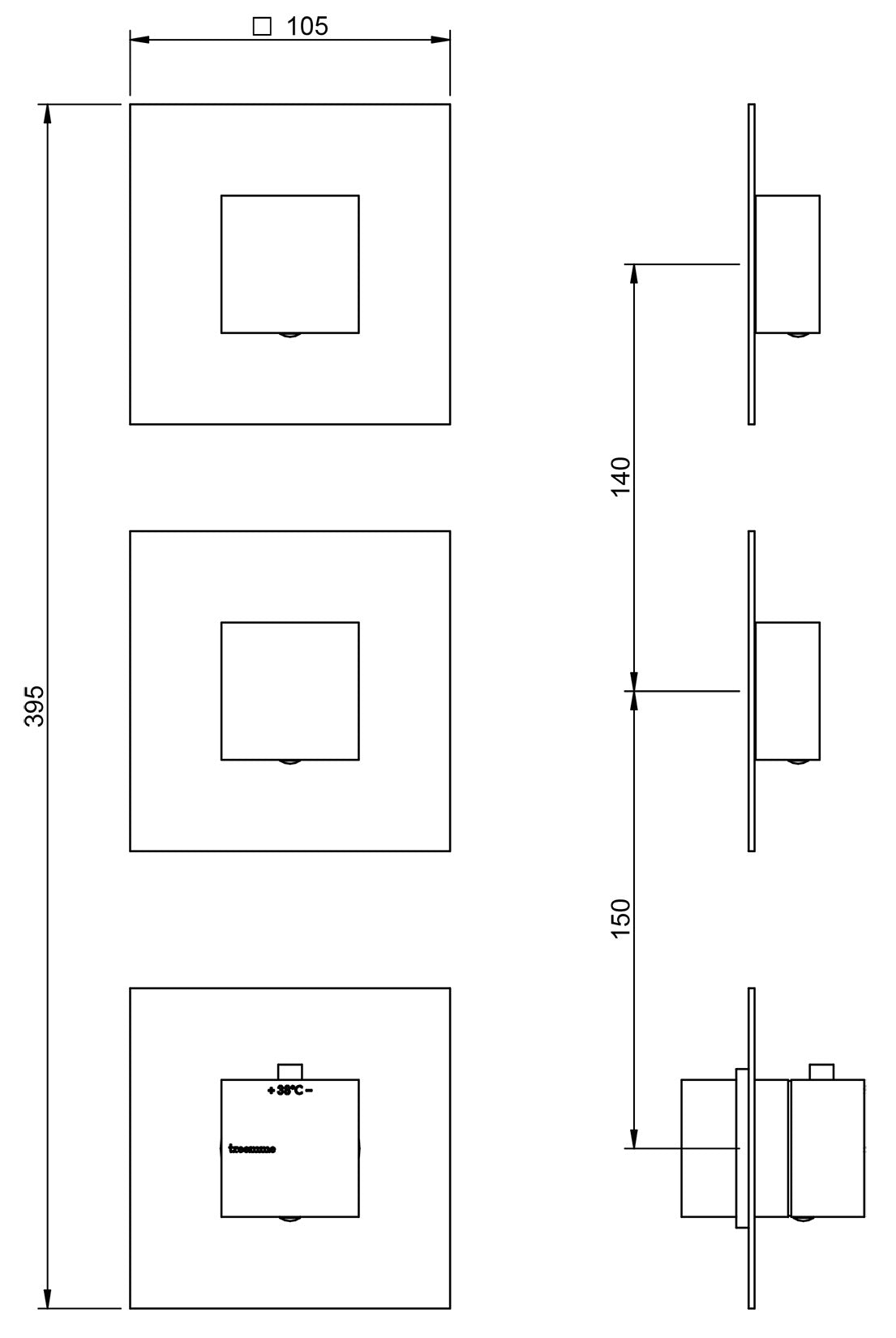 Rubinetterie Treemme SHOWERS & THERMOSTATICS Miscelatore Doccia Termostatico Incasso 2 Uscite Senza Piastra Materiale Ottone Finitura Cromata