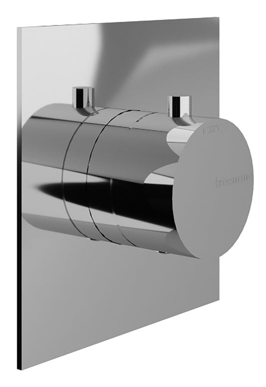 Rubinetterie Treemme Showers & Thermostatics Miscelatore Doccia Termostatico Incasso A Muro Tondo Parte Interna Esterna Materiale Ottone Finitura Cromata Monoforo 1 Foro 1 Via Monocomando 1 Leva Stile Moderno Con Piastra Forma Quadra