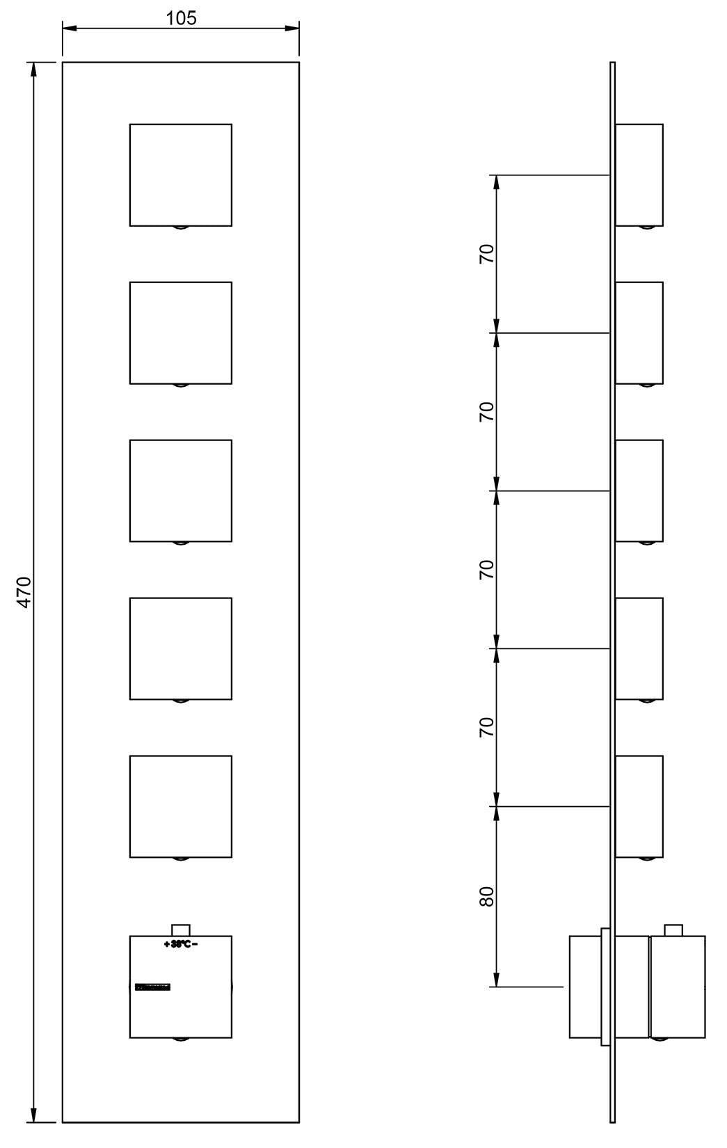 Rubinetterie Treemme SHOWERS & THERMOSTATICS Miscelatore Doccia Termostatico Incasso 5 Uscite Materiale Ottone Finitura Cromata