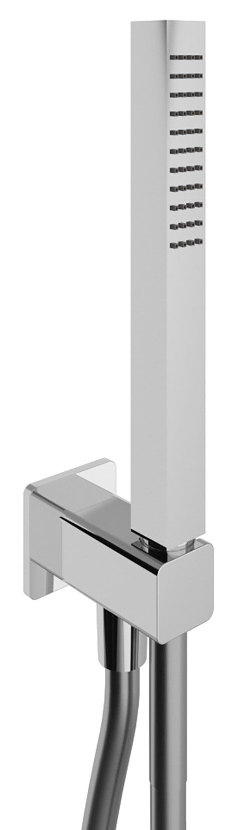 Rubinetterie Treemme SHOWERS & THERMOSTATICS Duplex Kit Presa Acqua Gancio Ottone Flessibile PVC E Doccetta In Metallo Forma Quadra Stilo Finitura Cromata