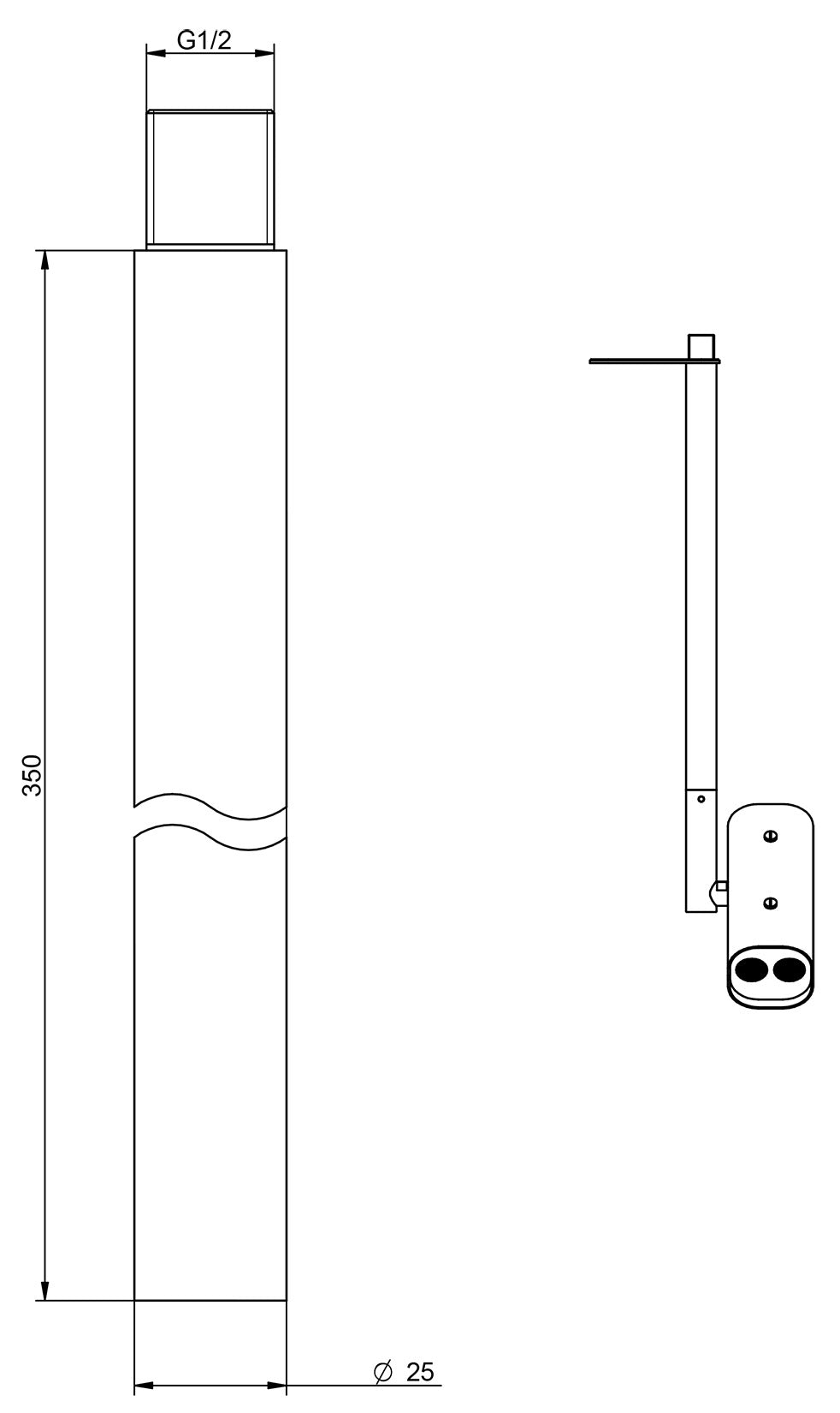 Rubinetterie Treemme SHOWERS & THERMOSTATICS Prolunga per Soffitto Per Soffioni Doccia IT 9B70 ZZ ZZ IT 9B70 ZZ TJ IT 9B70 ZZ CR Finitura Cromata Forma Cilindrica Rotonda Lunghezza 350 mm Diametro Ø 25 mm