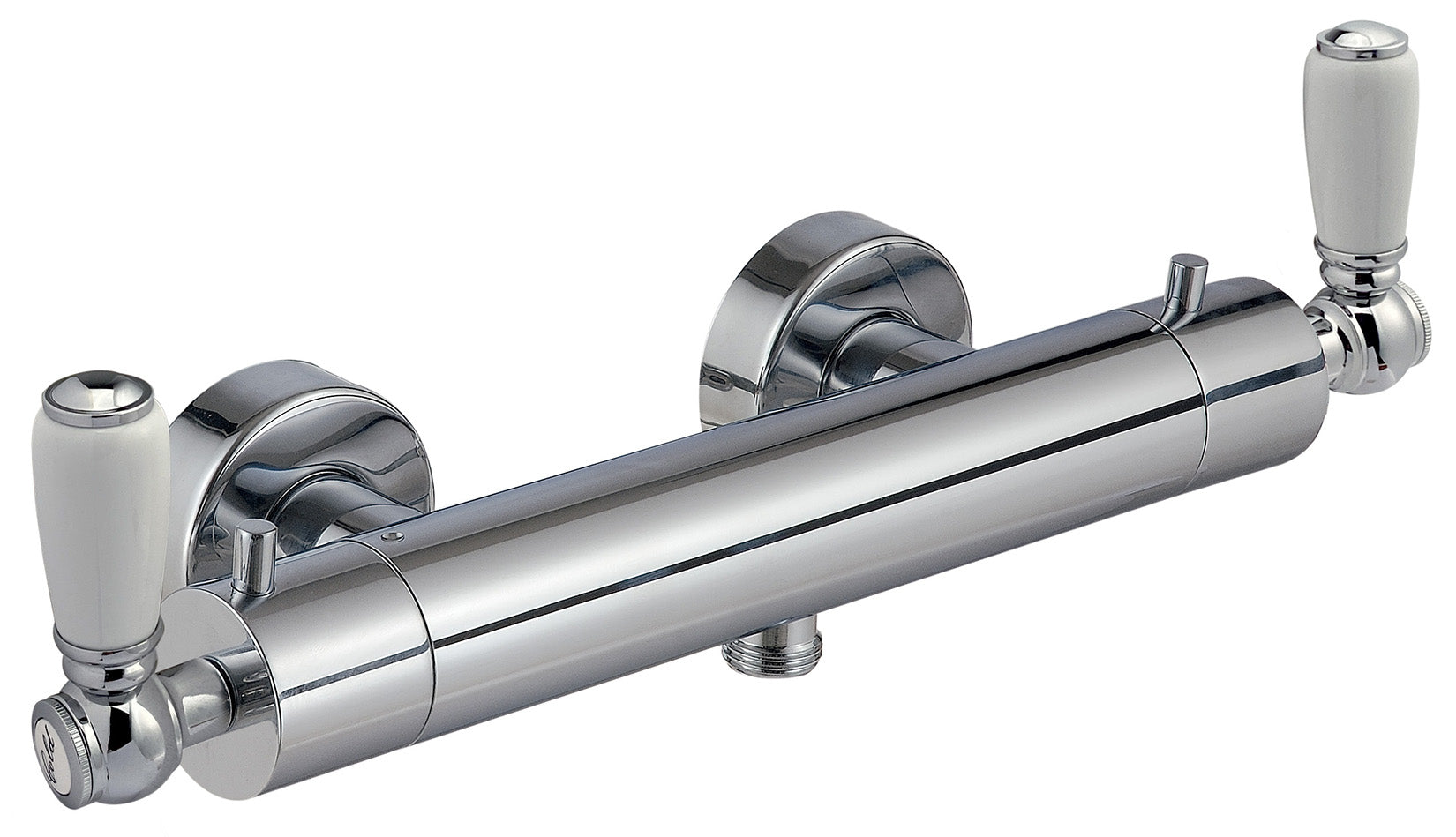 Rubinetterie Treemme 3M Old Italy Sogno IT 4488 CC SO ZZ Miscelatore Termostatico Gruppo Esterno Senza Set Doccia Installazione a Muro Stile Classico 1 Via 2 Fori Due Leve in Ceramica Bianca Materiale Ottone Finitura Cromata