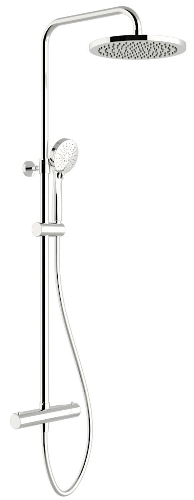Rubinetterie Treemme 3M Termo S + Showers IT 6481 CC ZZ ZZ Colonna Gruppo Doccia Multifunzione Miscelatore Termostatico Doccetta Rotonda ABS Soffione Tondo Ø Diametro 250 mm Anticalcare Flessibile PVC 1,5 Metri Montaggio Muro Finitura Cromata