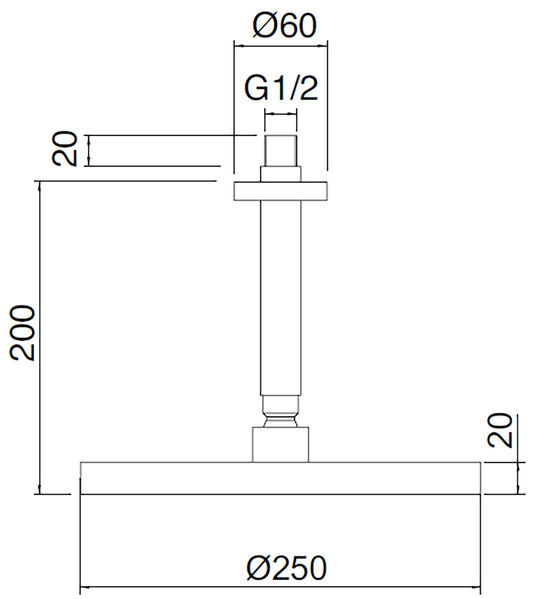 Rubinetterie Treemme 3M Termo S + Showers IT 6592 CC ZZ ZZ Soffione Doccia A Soffitto Tondo In ABS Ø250 mm Anticalcare Con Braccio Doccia 200 mm Materiale Ottone Finitura Cromata Portata Acqua 9 Litri Al Minuto
