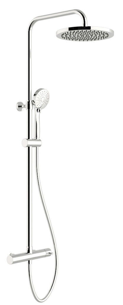 Rubinetterie Treemme 3M Termo S + Showers IT 5060 CC VL ZZ Colonna Gruppo Doccia Multifunzione Miscelatore Meccanico Deviatore Doccetta Rotonda ABS Soffione Tondo Ø Diametro 250 mm Anticalcare Flessibile PVC 1,5 Metri Montaggio Muro Finitura Cromata