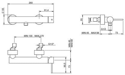 Rubinetterie Treemme UP+ Miscelatore Gruppo Esterno Doccia Senza Set Doccia Materiale Ottone Finitura Cromata