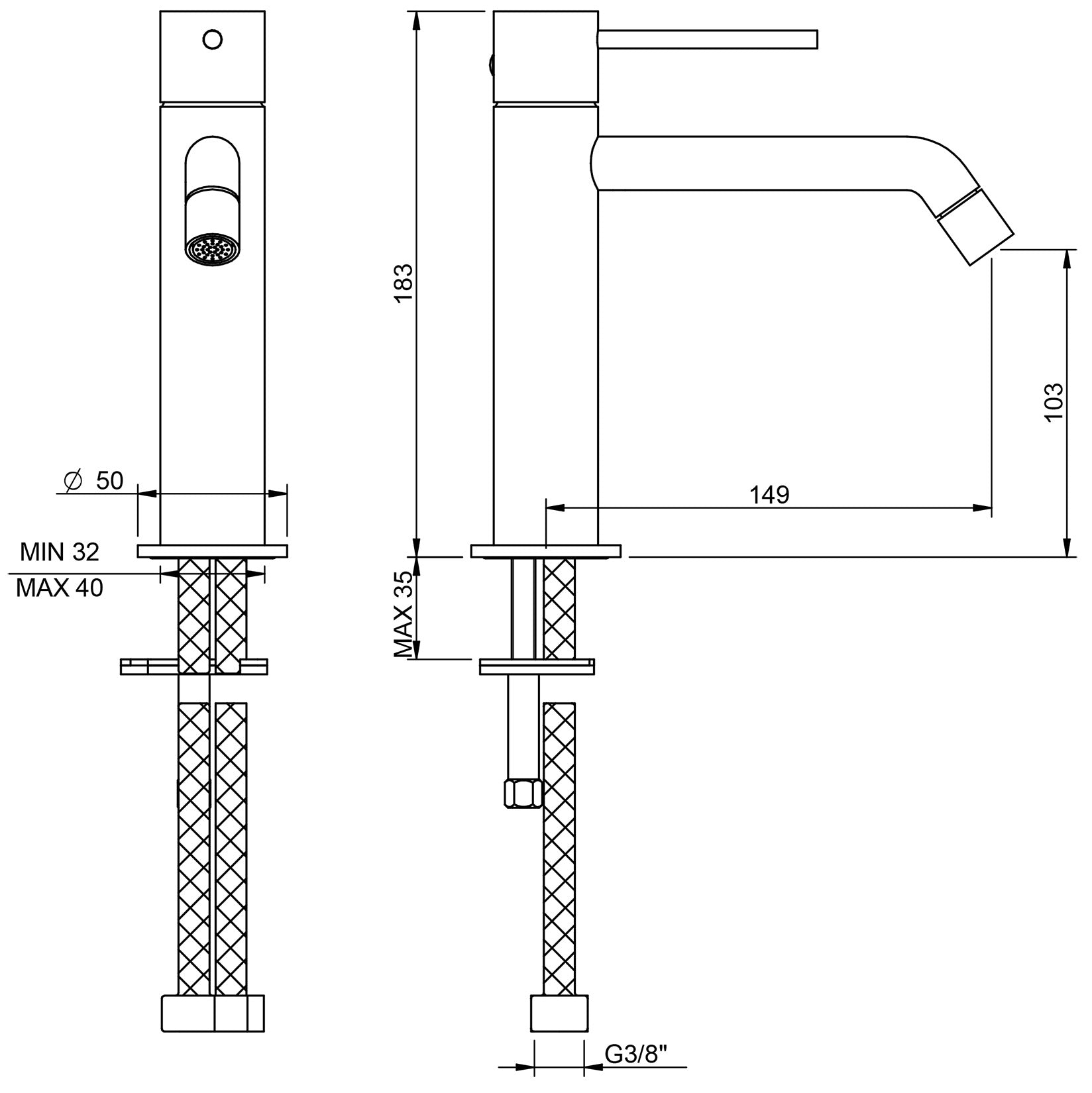Rubinetterie Treemme UP+ Miscelatore Lavabo 103 mm Materiale Ottone Finitura Cromata