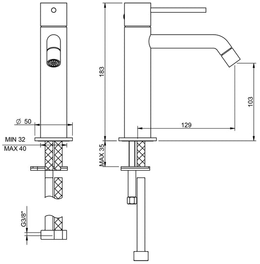 Rubinetterie Treemme UP+ Miscelatore Monocomando Lavabo 103 mm Materiale Ottone Finitura Cromata