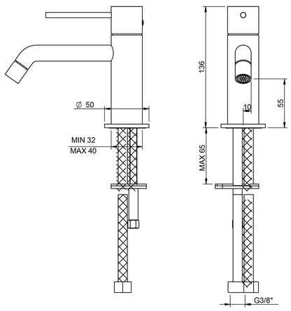 Rubinetterie Treemme UP+ Miscelatore Monocomando Lavabo 55 mm Materiale Ottone Finitura Cromata