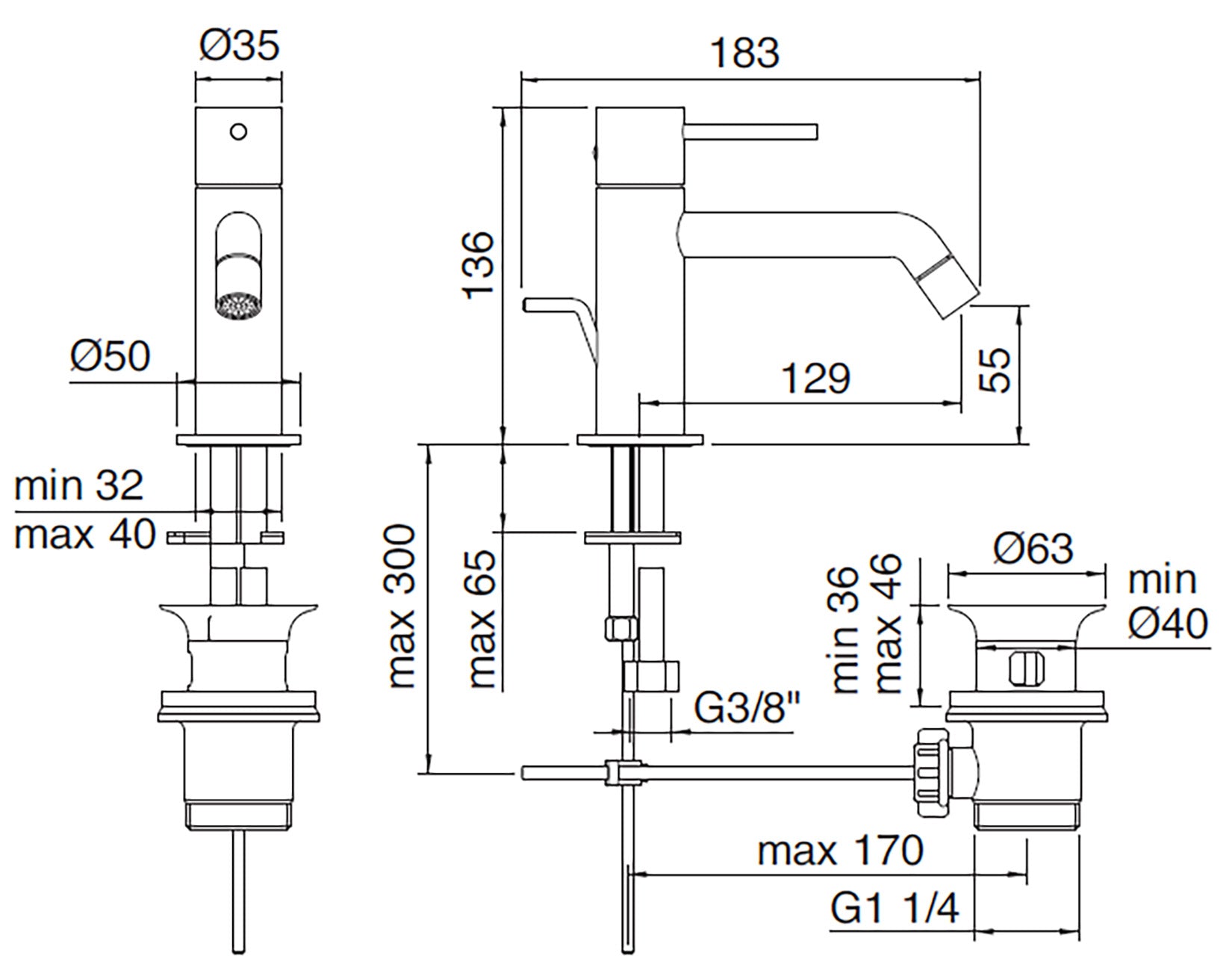 Rubinetterie Treemme UP+ Miscelatore Monocomando Lavabo 55 mm Con Piletta Di Scarico Automatico Materiale Ottone Finitura Cromata