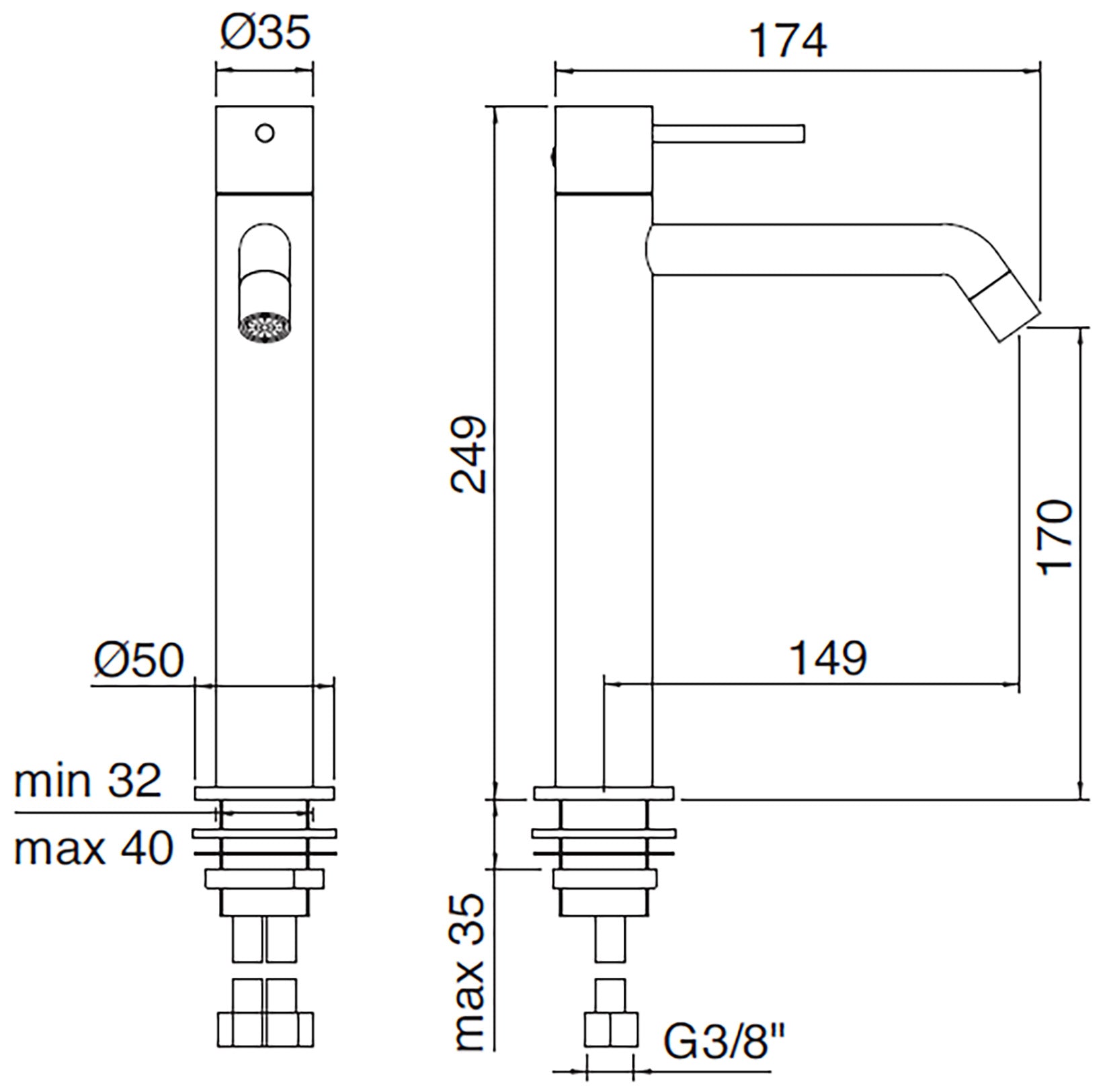 Rubinetterie Treemme UP+ Rubinetto Monocomando Lavabo 170 mm Materiale Ottone Finitura Cromata