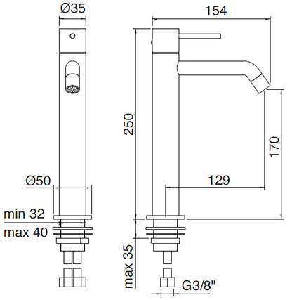 Rubinetterie Treemme UP+ Miscelatore Monocomando Lavabo 170 mm Materiale Ottone Finitura Cromata