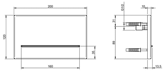 Rubinetterie Treemme Up+ Bocca a Muro ad Incasso 200x120 mm Getto di Erogazione Installazione a Parete Materiale Metallo Finitura Cromata Stile Moderno Uscita Acqua a Cascata