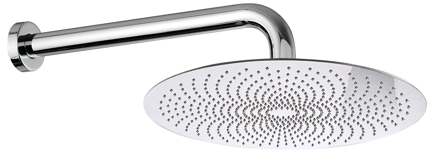 Rubinetterie Treemme UP+ Soffione Doccia A Parete Anticalcare Tondo In Metallo Diametro Ø 250 mm Con Braccio Doccia 304 mm Materiale Ottone Finitura Cromata Funziona a Bassa Pressione Portata Acqua 9 Litri al Minuto