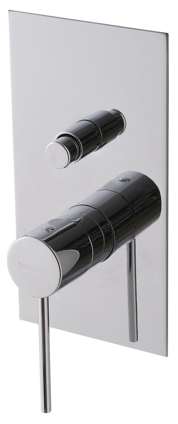 Rubinetterie Treemme Up+ Miscelatore Vasca / Doccia Incasso A Muro 2 Fori Con Deviatore 2 Vie Monocomando 1 Leva Miscelazione Meccanica Con Piastra Stile Moderno Parte Interna e Esterna Inclusa Materiale Ottone Finitura Cromata