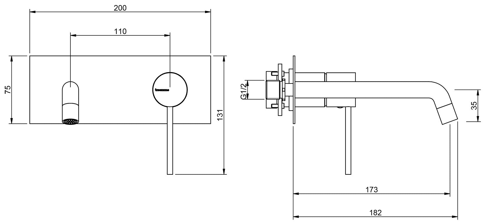 Rubinetterie Treemme UP+ Miscelatore Monocomando Lavabo Incasso 173 mm Materiale Ottone Finitura Cromata