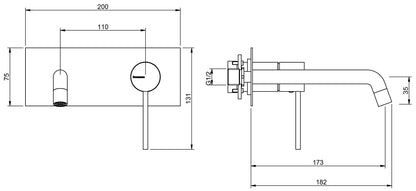 Rubinetterie Treemme UP+ Miscelatore Monocomando Lavabo Incasso 173 mm Materiale Ottone Finitura Cromata