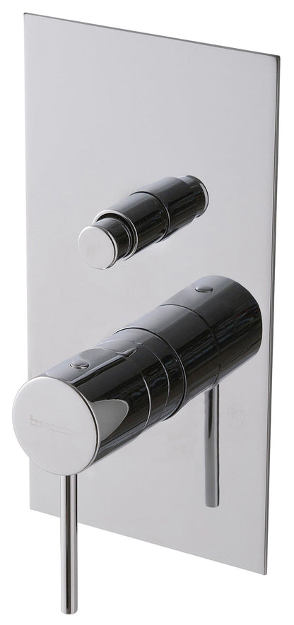 Rubinetterie Treemme Up+ Miscelatore Vasca / Doccia Incasso A Muro 2 Fori Con Deviatore 2 Vie Monocomando 1 Leva Miscelazione Meccanica Con Piastra Stile Moderno Parte Interna e Esterna Inclusa Materiale Ottone Finitura Cromata