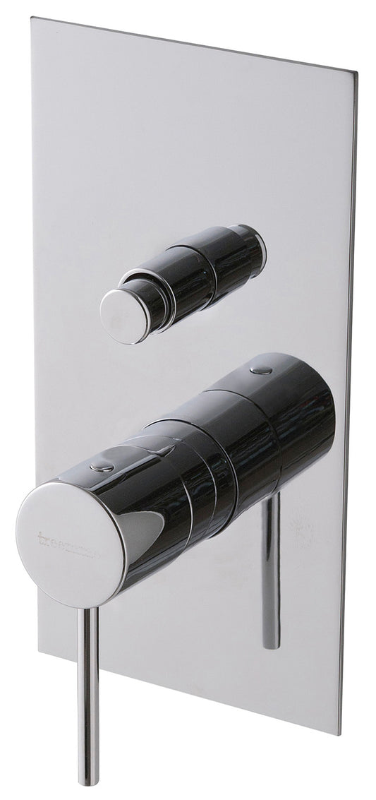 Rubinetterie Treemme Up+ Miscelatore Vasca / Doccia Incasso A Muro 2 Fori Con Deviatore 2 Vie Monocomando 1 Leva Miscelazione Meccanica Con Piastra Stile Moderno Parte Interna e Esterna Inclusa Materiale Ottone Finitura Cromata