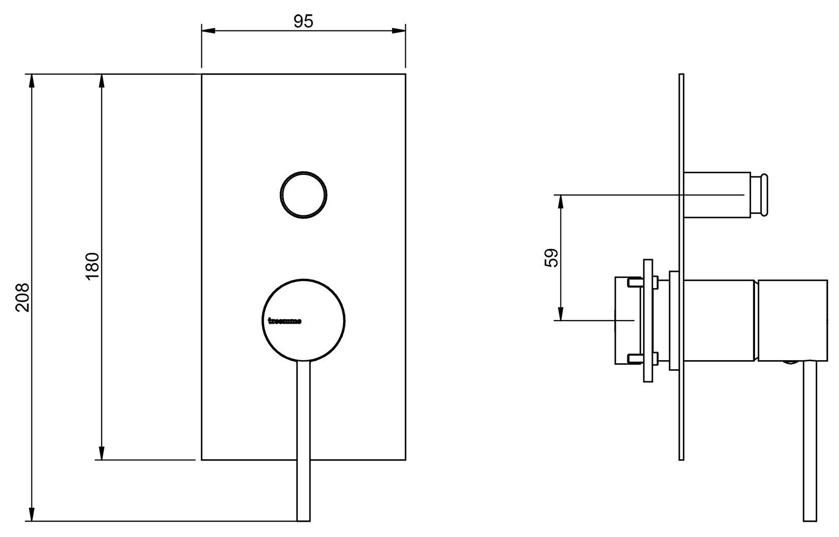 Rubinetterie Treemme Up+ Miscelatore Vasca / Doccia Incasso A Muro 2 Fori Con Deviatore 2 Vie Monocomando 1 Leva Miscelazione Meccanica Con Piastra Stile Moderno Parte Interna e Esterna Inclusa Materiale Ottone Finitura Cromata