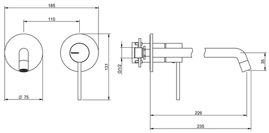 Rubinetterie Treemme UP+ Miscelatore Monocomando Lavabo Incasso 226 mm Senza Piastra Materiale Ottone Finitura Cromata