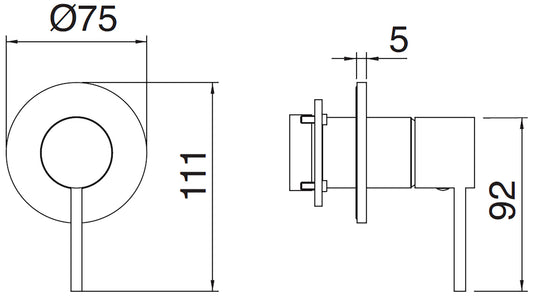 Rubinetterie Treemme UP+ Miscelatore Monocomando Remoto Lavabo / Doccia Incasso Con Deviatore a 2 Vie Materiale Ottone Finitura Cromata