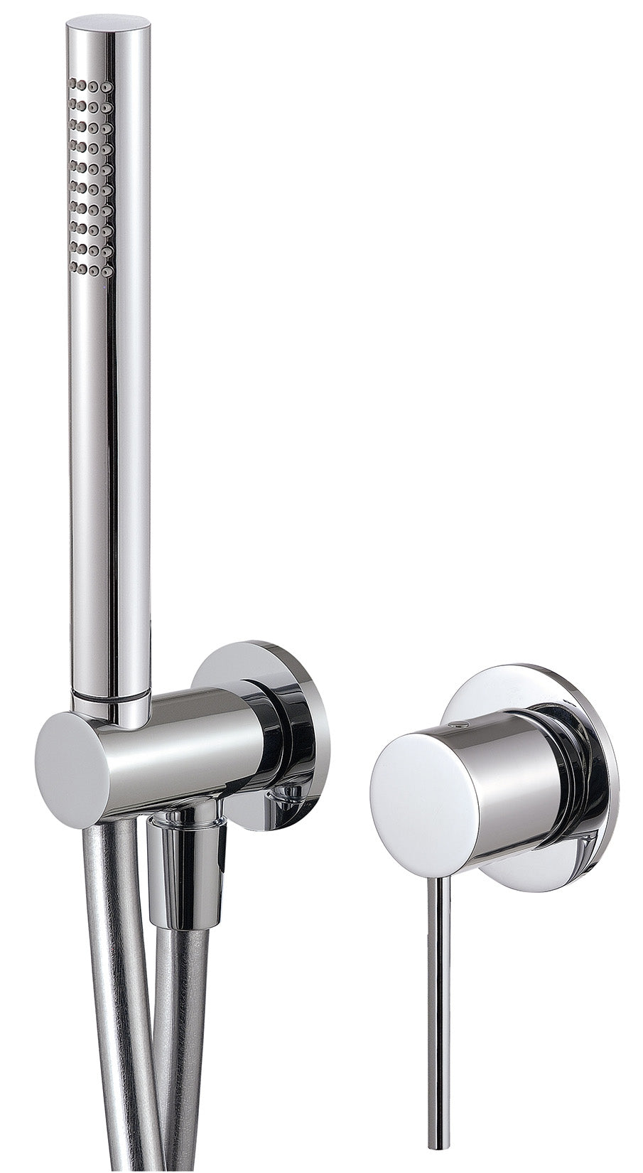 Rubinetterie Treemme Up+ Miscelatore Doccia Meccanico Incasso A Muro Doccetta Metallo Flessibile PVC Parte Interna Esterna Inclusa 2 Fori Senza Piastra Materiale Ottone Finitura Cromata Monocomando 1 Leva Manopoa Stile Moderno