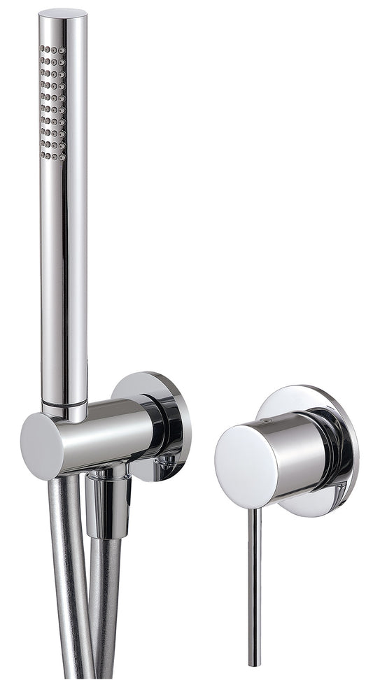 Rubinetterie Treemme Up+ Miscelatore Doccia Meccanico Incasso A Muro Doccetta Metallo Flessibile PVC Parte Interna Esterna Inclusa 2 Fori Senza Piastra Materiale Ottone Finitura Cromata Monocomando 1 Leva Manopoa Stile Moderno