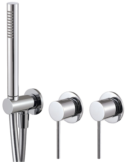 Rubinetterie Treemme Up+ Miscelatore Vasca / Doccia Meccanico Incasso A Muro Parte Interna Esterna Inclusa 3 Fori Senza Piastra Materiale Ottone Finitura Cromata Monocomando 2 Leve Manopole Stile Moderno Doccetta Metallo Flessibile PVC