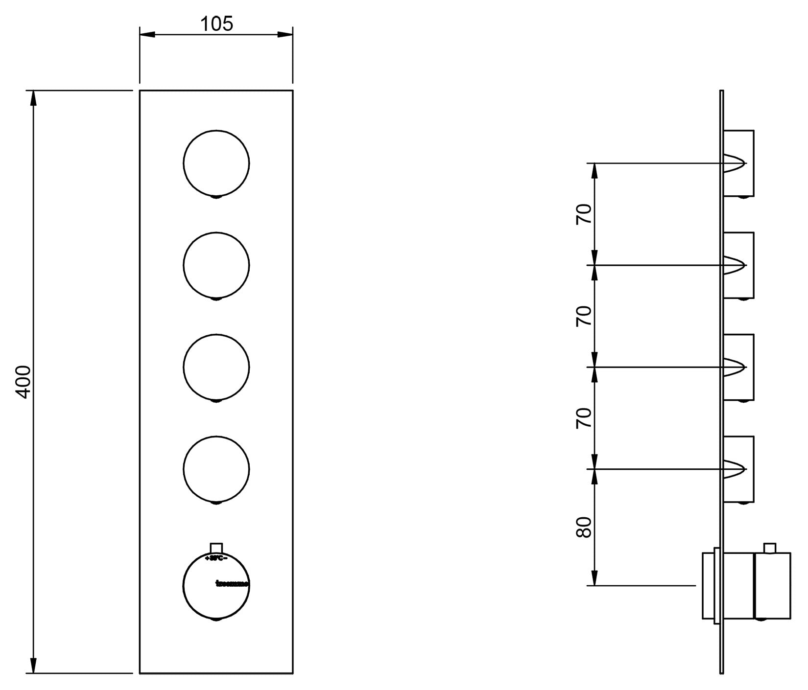 Rubinetterie Treemme Up+ Miscelatore Doccia 4 Uscite Termostatico Incasso A Muro Parte Interna e Esterna Incluse Materiale Ottone Finitura Cromata 5 Fori Monocomando 1 Leva Stile Moderno Con Piastra