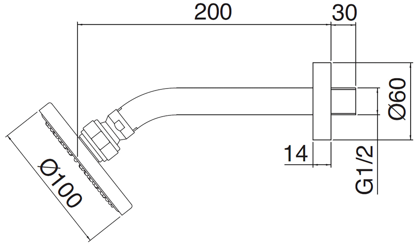 Rubinetterie Treemme X-CHANGE_mono Soffione Doccia A Parete Tondo In Abs Diametro 100 mm Anticalcare Con Braccio Doccia 200 mm Materiale Ottone Finitura Cromata